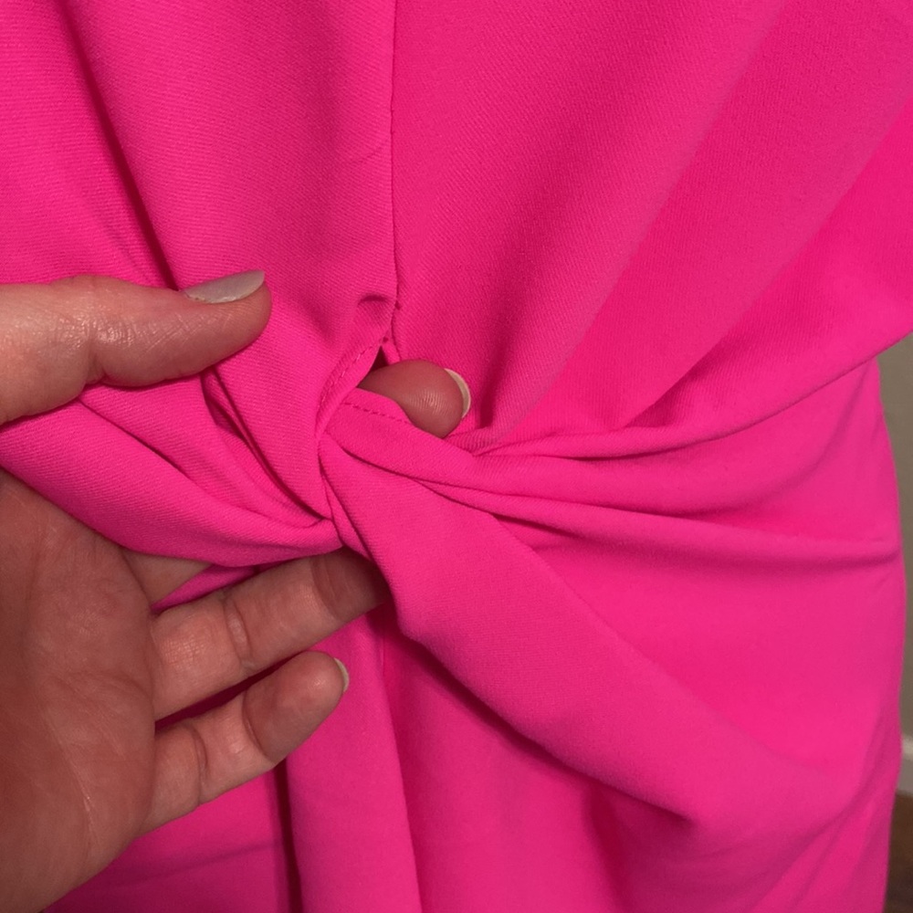 LOVE RICHE hot pink front knot tie cocktail dress size med - Picture 3 of 10